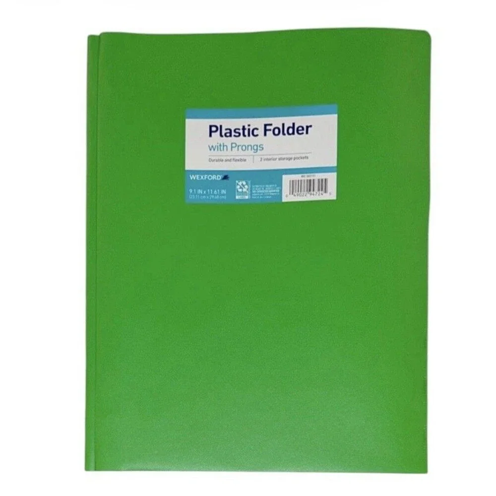 5x Wexford Plastic Folder w/ Prongs 2 Pocket 9.1x11.61